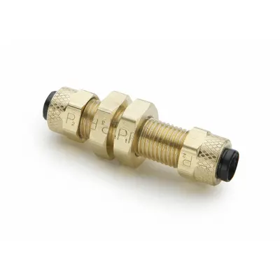 PARKER Compression Fitting Union: 1/4 in OD x 1/4 in OD Fitting Size - Creep-Resistant Self-Aligning Brass Compression Fittings
