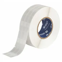 Vinyl wraparound label with white matte finish, sized 1 3/4 in x 1/2 in, designed for wire identification on 16 AWG to 8 AWG conductors. Compatible with IP Series printers and requires R4300 ribbon. Used in industrial electrical and panel building for marking cables and wires.