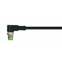 Cordset: M12 Male Right Angle X Bare Wire, 5 Pins, Black, PVC, 10 m Cable Lg, 4 A Max Current (A) (MPN 7000-12121-6151000)