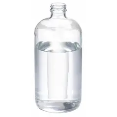 This 1 L clear narrow mouth round glass bottle is made from Type III soda lime glass, suitable for non-injectable aqueous preparations. The colorless body has a 33-400 mm screw closure size; closure is packaged separately. Not graduated and not pre-cleaned. Commonly used for collecting, storing, and transporting liquid samples in laboratory settings.