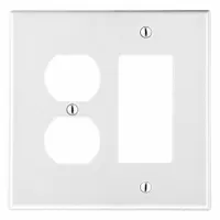 HUBBELL Wall Plate: Combo, 2 Gang, White, Std Size (MPN P826W)