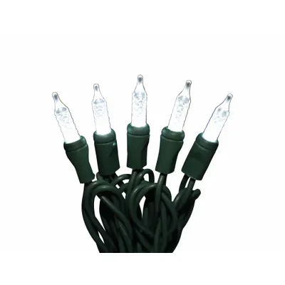 LED Holiday String Lights: PC Bullet Shape, 23 11/16 ft Lg, White, 70 LEDs - Bullet-Shaped Lights