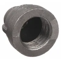 This threaded high-pressure pipe fitting is made of malleable iron with female NPT threaded connections on both ends. It is rated for a maximum operating pressure of 1,500 psi at 150° F. Used to connect two female NPT threaded pipes in a straight line for industrial piping systems