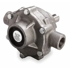 Roller spray pump with 8 rollers, maximum 1,000 RPM, and 3 ft maximum suction lift. Constructed of Ni-Resist for handling abrasive or corrosive fluids. Features 3/4 in NPT inlet and outlet ports with CCWSE shaft rotation. Suitable for transferring and spraying fluids in agricultural, industrial, and commercial applications.