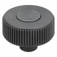 Hand Knob: Knurled, Plastic w/ Steel Thread, M10 Thread, 14 mm Thread Lg, 50 mm Dia, Gray (MPN K0260.2210)