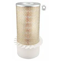 Engine air filter with round-oval shape and axial seal. Outside diameter 6 3/32 in. Compatible with Allis-Chalmers farm equipment. Used in tractors and agricultural machinery to filter intake air