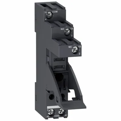 SCHNEIDER Relay Socket: 10 A Rating, DIN-Rail Socket Mounting, 5 Pins - Surface-Mounted Sockets
