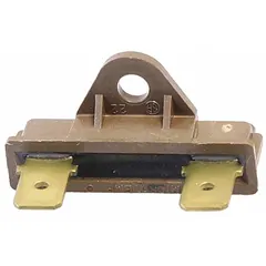 Fusible link for HVACR equipment. Acts as a safety device that melts at a predetermined temperature to interrupt power or actuate dampers, helping prevent overheating or fire in furnaces, boilers, and air handlers.