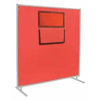 STEINER Welding Curtain with Window: Silicone-Coated Fiberglass, 6 ft Ht, 6 ft Wd, Red (MPN 384-338F-6X6)