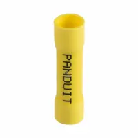 PANDUIT Butt Splice Connector: Yellow, Vinyl, For Wire Size 12 AWG – 10 AWG, 300 V, Pack Qty 25 (MPN ESV10BX-Q)