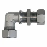 This flareless bite-type steel compression elbow connects 18 mm OD tubing with M26X1.5 male threads on both ends. Rigid configuration ensures a leak-resistant joint in hydraulic, pneumatic, and lubrication systems. Part of the D2701-LN series