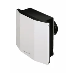 Standard ducted through-the-wall exhaust fan rated for 416 cfm airflow and 750 sq ft coverage. Operates on 115V AC (also rated 120V AC) with an 8-inch duct connection and 14.1 sones noise level. Suitable for general ventilation in commercial and industrial spaces to remove stale air, odors, and moisture.