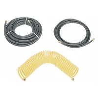 This neoprene rubber hose is 50 ft long with a 3/8 in inside diameter, designed for use in supplied-air respirator systems. It supplies breathable air from a stationary source to a respirator, suitable for industrial environments requiring respiratory protection