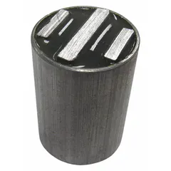 Encased cylindrical ceramic magnet with 3-pole design. Outside diameter 7/8 in, thickness 1.25 in. Maximum pull force 21.6 lbf. Used for holding, lifting, or positioning ferrous parts in industrial fixturing, assembly, and material handling applications.