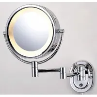SEE ALL Makeup Mirror: Round, Glass, 13 in Overall Ht, 10 in Overall Wd, 4 in Overall Dp, Wall, 5X (MPN HLCSA895D)
