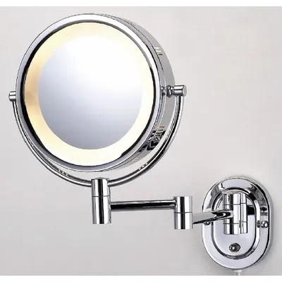 SEE ALL INDUSTRIES Makeup Mirror: Round, Glass, 13 in Overall Ht, 10 in Overall Wd, 4 in Overall Dp - Makeup Mirrors