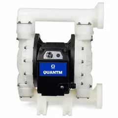 This electric diaphragm pump features a polypropylene housing with 2-inch flanged fluid connections. It operates at 380-480V AC and includes a PTFE diaphragm with Santoprene backing, PTFE check valves, and a PP seat. Suitable for transferring aggressive fluids in industrial processes requiring corrosion resistance.
