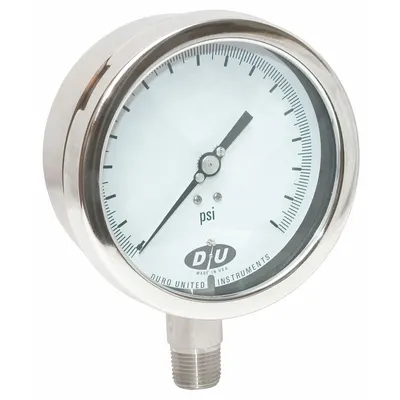 DURO All-Stainless Steel Pressure Gauge - All-Stainless Steel Wetted Parts & Casing