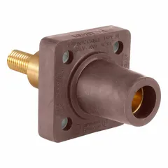 Female receptacle with straight taper nose mating and threaded stud termination. Rated 400 A. Suitable for high-current single-pole connections in industrial power distribution systems.