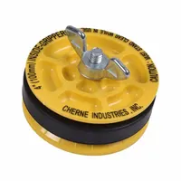 This wing-nut closure blocking plug is designed for inside-pipe use with 4-inch pipe. It features a natural rubber plug, ABS plate material, and a zinc handle. The plug does not include a water fill port or hose. Typical applications include sealing pipe ends during pressure testing or maintenance in plumbing and pipeline systems