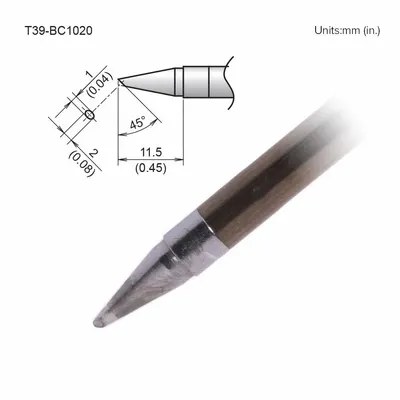 HAKKO Soldering Tip: T39 Series, Bevel, 2 mm W - T39 Series Soldering Tips