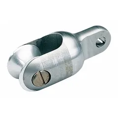 Steel connector unit for cable pulling applications. Accommodates 1-inch rope diameter with a maximum load capacity of 7,000 lb. Provides a secure attachment point for pulling cables through conduit or trays.