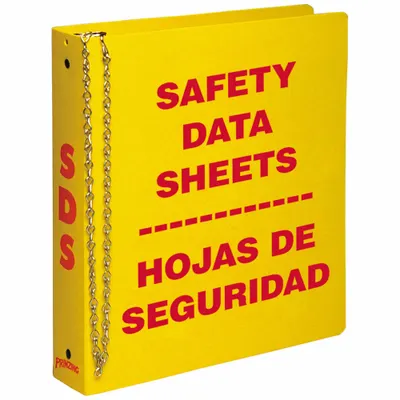 BRADY Safety Data Sheet Binder, 1 1/2 in Ring, Red/Yellow, 11 in H x 2 in D