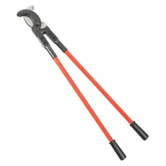 Shear-type cutter for data cable up to 2 1/4 in diameter. Plastic handle. Used for cutting coaxial and other data cables in telecommunications and network cabling installations.