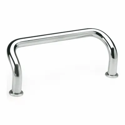 JW WINCO Pull Handle: Threaded Holes, Steel, Silver, 6.3 in Mounting Hole Center to Center - Load-Rated Offset Pull Handles