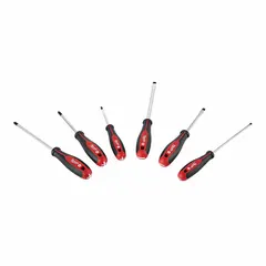 General-purpose screwdriver set with 6 pieces, featuring Phillips and slotted tip types. Magnetized tips aid in fastener retention. Suitable for common fastening tasks in construction, maintenance, and industrial settings.