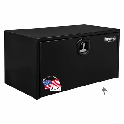 BUYERS PRODUCTS Single Drop-Down Door Box, Black, 24 in Depth, Keyed Lock - Single Drop-Down Door Boxes