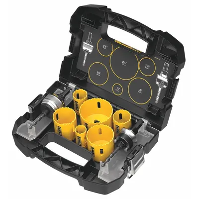 DEWALT Hole Saw Kit: 9 Pieces, 1 3/4 in Max. Cutting Dp, Bi-Metal - Multi-Material-Cutting Hole Saw Kits