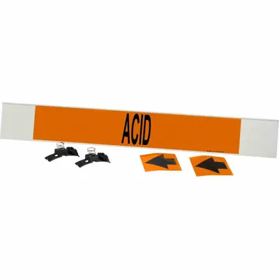 BRADY Acid Fiberglass Carrier Mounted with Strapping Pipe Marker - Acid Fiberglass Carrier Mounted with Strapping Pipe Markers