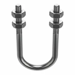 Standard U-bolt designed to secure 1-1/4 in pipe to structural supports. Features 3/8"-16 threads and 3 in inside height. Constructed from stainless steel with a plain finish. Commonly used in plumbing, HVAC, and material handling systems.