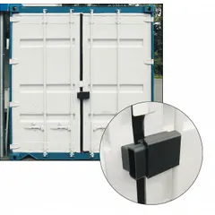This steel padlock guard shields standard and long shackle padlocks from physical attack and environmental exposure. It measures 204 inches in guard length, 8 21/32 inches in guard width, and 120 inches in guard height. Suitable for industrial, commercial, and outdoor applications where heavy-duty padlocks require protection.