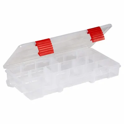 PLANO MOLDING Clear Plastic Small Parts Box with Adjustable Dividers - Small Parts Compartmented Boxes with Adjustable Dividers