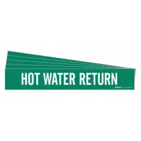 Pipe Marker: Hot Water Return, Green, White, Fits 8 in and Larger Pipe O.D., 1 Pipe Markers, 5 PK (MPN 7376-1HV-PK)