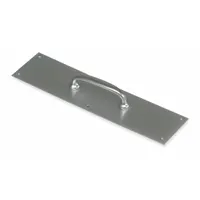 This standard door pull is made of brass with tear-resistant properties. It operates as a hand pull and is suited for use on doors in commercial or industrial settings where frequent manual operation is required