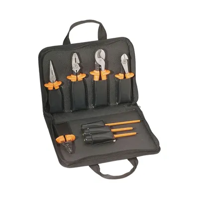 KLEIN TOOLS Insulated Tool Kit: Insulated, 8 Total Pcs - Tool Sets with Tool Case