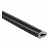 This neoprene rubber edging is designed to fit material thickness of 1/8 in with a rounded profile and 5/8 in leg length. It is used to protect and finish exposed edges on panels, enclosures, and machinery, providing a seal against moisture, debris, and vibration