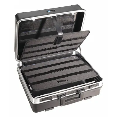WESTWARD Tool Case: 17 5/16 in W 8 1/2 in D 20 5/16 in H, Plastic, Black, Hinged Lid - Plastic Tool Cases
