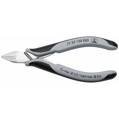 KNIPEX ESD-Safe Semiflush-Cut Pliers, Straight, Narrow, 5 1/4 in