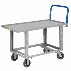 LITTLE GIANT Platform Truck: 2,000 lb, 60 in L x 30 in W x 35 1/2 in H Deck, Solid, 12 ga Deck, Std (MPN RNL-3060-6MR-AH). Key specifications — Side Panel Type: No Side Panels; Brand: LITTLE GIANT; Color: Gray; Caster/Wheel Configuration: (2) Swivel.