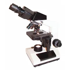 This monocular compound microscope offers optical magnification from 40X to 1000X with a maximum capability of 1000X. It features a standard stand, base dimensions of 7 in x 9 in, working distance of 0.3 mm to 20 mm, and an 18 mm optical field of view. Suitable for examining stained biological specimens in clinical and educational settings.