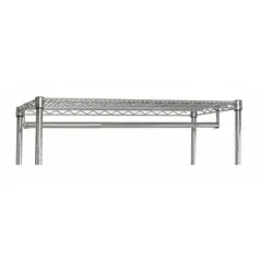 This steel hanger rod is designed for use with wire shelving systems to provide hanging storage for garments or support rails. It measures 36 inches wide by 1 inch high and features a stainless steel finish in silver. Suitable for commercial storage, retail displays, and industrial closets.
