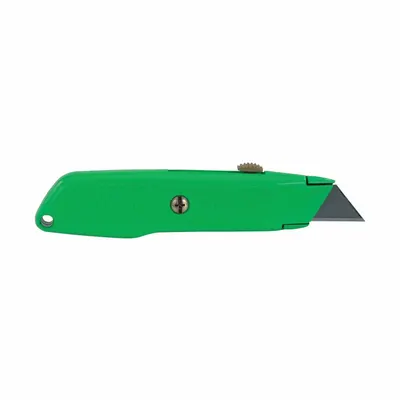STANLEY Utility Knife: 6 in Overall Lg, Steel Std Tip, Textured, Metal, Green - Retracting Utility Knives