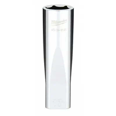 MILWAUKEE Deep Well Socket: Metric, 1/2 in Drive Size, 17 mm Socket Size, 6-Point - Anti-Roll Hand Sockets