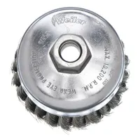 WEILER Cup Brush: Twisted Stainless Steel, 2 3/4 in Dia, 0.02 in Fill Dia, 5/8"-11 Arbor (MPN 93432)