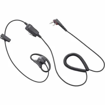 ICOM Earpiece: Fits Icom, For F200 Series, D-Ring, Black, 1 Wires, Shirt/Lapel Mic - ICOM-Compatible Earpieces & Headsets