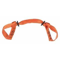 Webbed safety halter for hose-to-hose connection on water hoses up to 2 in diameter. Constructed of 2-ply nylon with a 30 in length and choker eye type. Rated for maximum hose pressure of 52,000 psi at 1/4 in ID, varying by hose inside diameter. Used to prevent whipping in high-pressure industrial water systems.